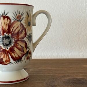 Vintage Mountain Wood‎ Royal Domino Floral Pedestal Mug Japan Porcelain